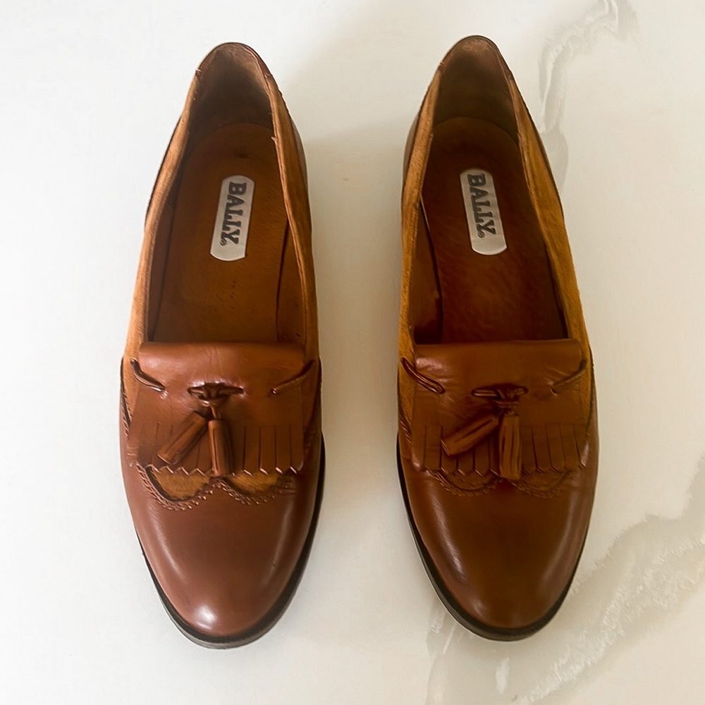 Vintage Bally Brown Leather and Suede Fringe Tassel Loafers Womens Sz EU 39.5